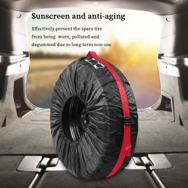 Rundago Tyre Bag Set, Tyre Protector Cover for 4 Tyres, Car Tyre Bag, Waterproof Dustproof, Tyre Bags for Tyres 19-23 Inches, Washable Tyre Bags (White + Black)