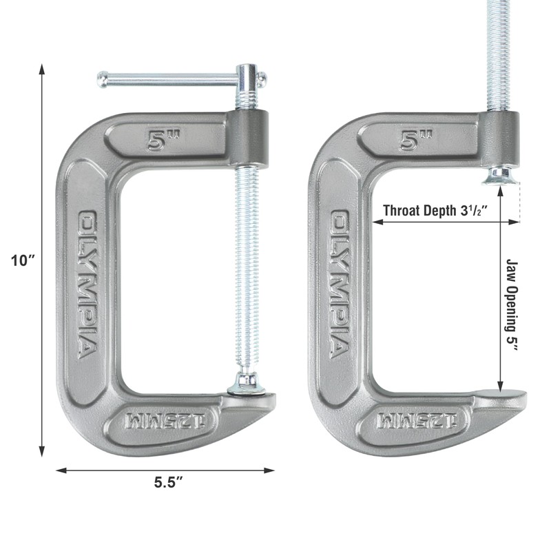 Olympia Tools C-Clamp, 38-145, (5" X 3.25")