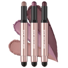 FOCALLURE 3 Pcs No Crease Eyeshadow Sticks,Shimmer & Matte Eye Shadow Crayon with Blending Brush,Smooth Cream Highlighter Pen,Long Lasting Eyeshadow Brightener Stick Makeup,Limerence