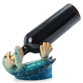 VVGIFTS Sea Turtle Decorative, Figurine Sea Turtle Wine Bottle Holder, Coastal Beach Decor, Resin Statue for Home Desk Tabletop, Ornament Gift Decorations (Bule)