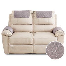 FANSU Armchair Covers for Arms Headrest Cover for Armchair Waterproof Slipcover with Side Pocket Nonslip & Washable & Abrasion Furniture Protector for Cat Dog Pets (2 Seater,Light grey)