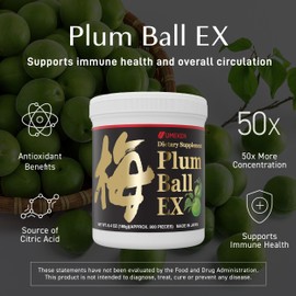 Umeken Plum Ball EX, Concentrated Extract with Antioxidants, Citric Acid and Mumefural, Daily Supplement, Japanese Green Plum Extract, 3 Month Supply, 6.4oz, 180g Bottle, Pack of 1