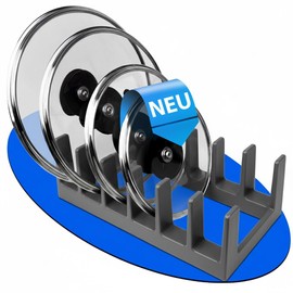 DecoBella Pot Lid Holder with 6 Compartments, Ergonomic, Space-Saving Kitchen Organiser Made of High-Quality Plastic, 28.2 x 15.1 x 9.1 cm, Pot Organiser