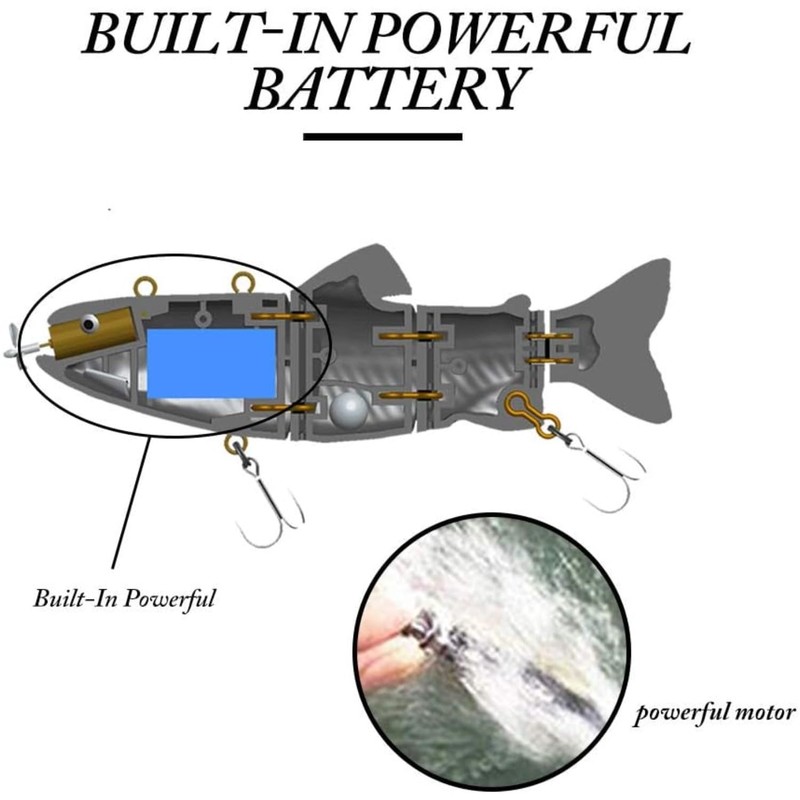 Robotic Swimming Electric Fishing Lures 5.12" USB Rechargeable LED Light