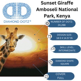 DIAMOND DOTZ ® - Sunset Giraffe Amboseli National Park, Kenya, Full Drill, Square Dotz, Square Diamond Painting Kits, Square Drill Diamond Painting, Diamond Painting Square Drill, Square Diamond Art,