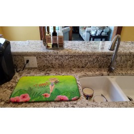 Caroline's Treasures BB7455DDM Summer Time Lady in Swimsuit Dish Drying Mat Absorbent Dish Drying Mat Pad for Kitchen Counter Dish Drainer Mat for Countertop, 14 x 21", Multicolor