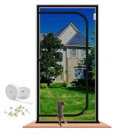 Cat Screen Door 35.5x82.5'' Reinforced Mesh Zipper Pets Proof Screen Curtains From Living Room,Bedroom,Patio ( Color : Black-D , Size : 110x220cm)