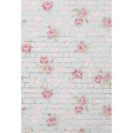 AOFOTO 4x6ft Brick Wall Flower Backdrop Sweet Roses Floral Pattern Wall Photography Background Kids Birthday Party Decoration Kid Baby Girl Newborn Portrait Photo Studio Props Vinyl Wallpaper