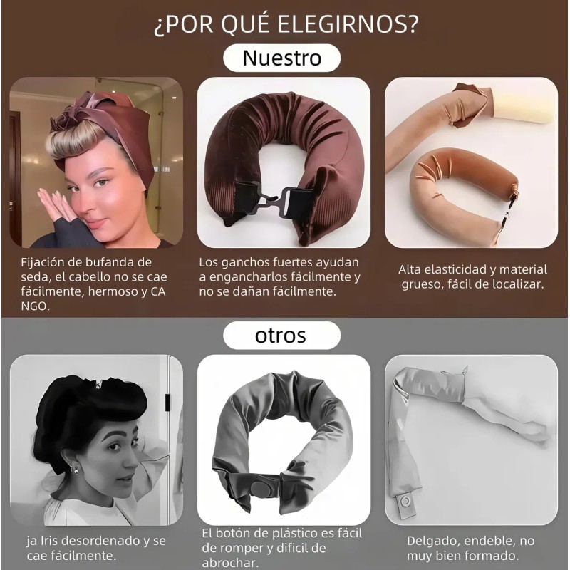 6pzs Curly Ondas En Cabello Rizos Sin Calor Tubogorro Satin
