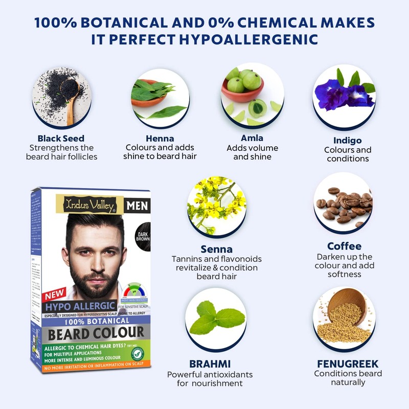 Indus Valley 100% botanical Hypo Allergic Beard Color for Men