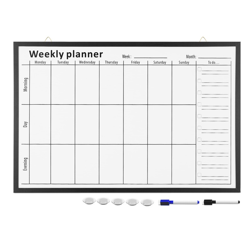 Navaris Weekly Planner White Board - 24" x 36" Magnetic