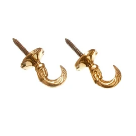 30mm Egyptian Solid Brass Curtain Tie Hold Back Hooks (Pair)