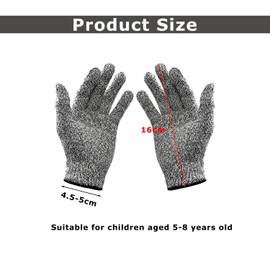 JDCMEI 2 Pairs of Cut Protection Gloves, Carving Gloves for Children, Children's Cut Protection Gloves, Level 5 Protection, Cut Resistant Gloves, Work Gloves, Suitable for 5-8 Years