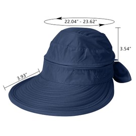 KXF Women's Sun Hat with UV Protection, Foldable Wide Brim Sun Visor with Detachable Top, Topless Sun Hats for Summer Beach Hiking, Adjustable Fit, Navy Blue