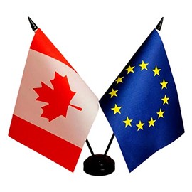 Zigvert Canada European Union Friendship Flag, EU & Canada Desk Flag, Twin Table Flag, Office Table Flag on Stand Base, Decorative Flags for Offices, Families, Conferences