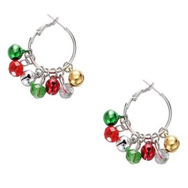 Jingle Bell Tinkle Bell Red Green Yellow Christmas Cute Ornament Ball Hoop Tassels Dangle Earrings for Women Huggie Hoops Candy Hypoallergenic Festival Party Jewelry Gift for Bff Daughter