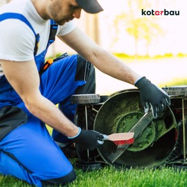 KOTARBAU® Lawnmower Brush 30 cm Effective Brush for Cleaning with Scraper Hand Brush with Wooden Handle Robust Nylon Bristles Ideal Garden Tool Brush for Lawnmowers