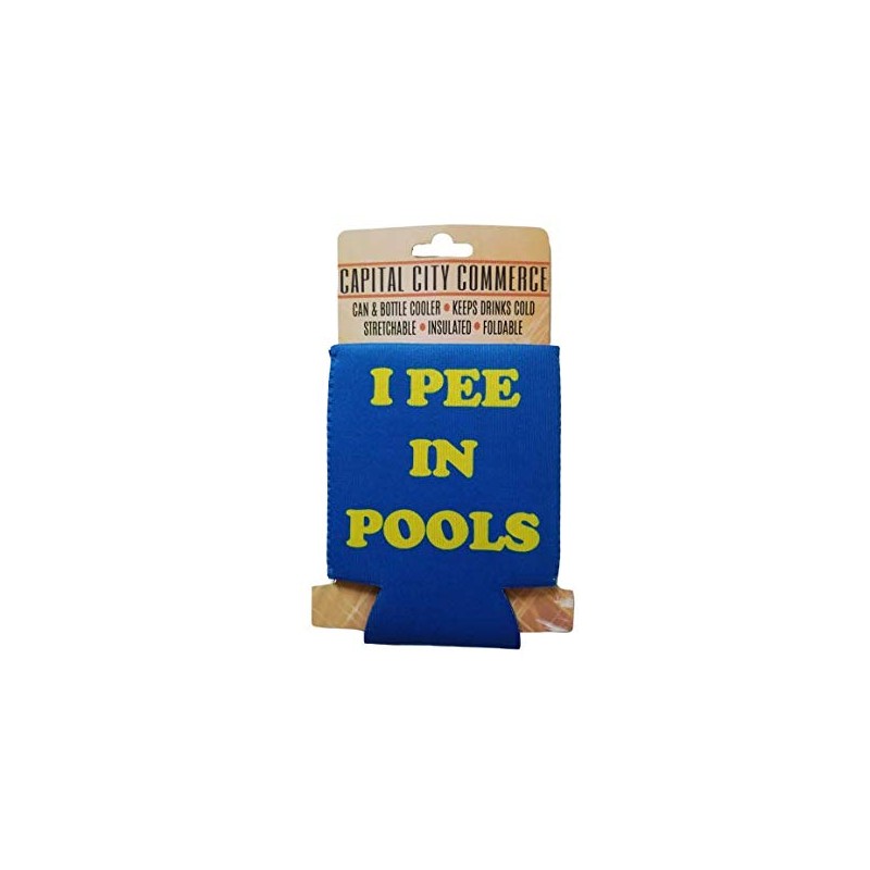 I Pee in Pools - Funny Can Cooler - Blue
