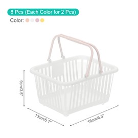 PATIKIL 8PCS Small Plastic Basket,Mini Storage Basket Grocery Tiny Shopping Baskets with Handle Organizer Filtered Water for Organizing Toys Fruits Veggies Snacks, White Pink Purple Yellow