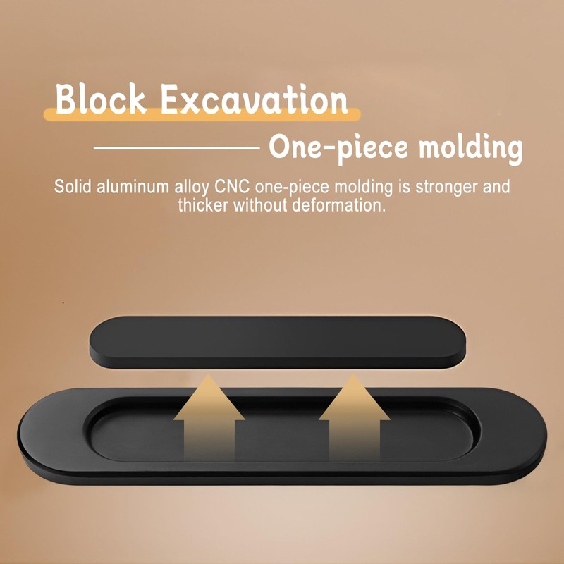 Jicyor Pack of 2 Black Rectangular Aluminum Alloy Cabinet Handles,