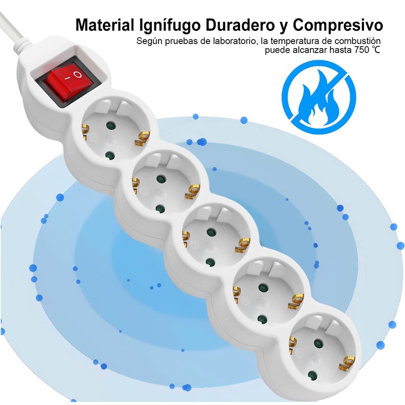 EXTRASTAR 5M Long Power Strip with 5 Sockets and Switch