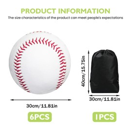 WANDGU Professional Baseballs 9 Inch: Pack of 6 Hand-Stitched Baseballs with Drawstring Bag, Hard Wood/Soft Rubber Core Baseballs for Adults, Youth Training, Professional Baseball Games