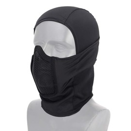 NICEFISH Steel Mesh Polyester Solid Color Breathable Military Enthusiasts Tactical Hood CS High Elastic Fabric Breathable Moisture Wicking Light Tensile (Black)
