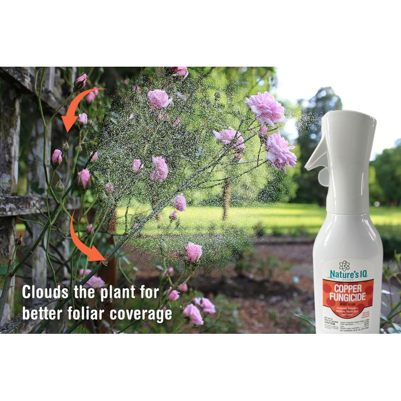 Nature's IQ Copper Fungicide. Innovative Spray Mist Technology. Controls powdery