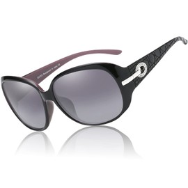 DUCO Women's Shades Classic Oversized Polarized Sunglasses 100% UV Protection 6214 Purple Frame Gray Lens