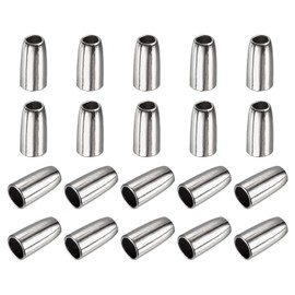 sourcing map 20Pcs Metal Bell Stopper, 3mm Conical Cord Ends Lock Rope Fastener End Stopper for Drawstring Lanyard Backpack Bag DIY, Silver