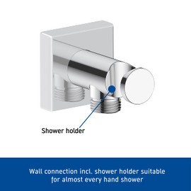 Duravit Universal Wall Outlet, Wall Outlet with Shower Holder, Square Wall Connection Elbow, Chrome