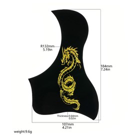 RuiJOTWAT Guitar Pick Guard Self-adhesive Guitar Pick Guard with Dragon Pattern Design for Acoustic Guitar