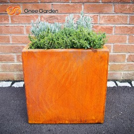 Heavy Duty Corten Steel Square Planter Box Outdoor Large Cube Flower Pot for Garden Home Mall Urban Landscape Decorationcolor: Pre-rusted, Size: 508