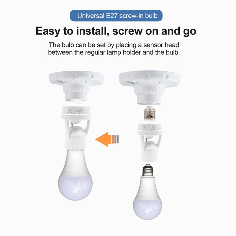 Uuhafsa PIR Motion Sensor Light Socket, E26/E27 Smart Lamp Bulb