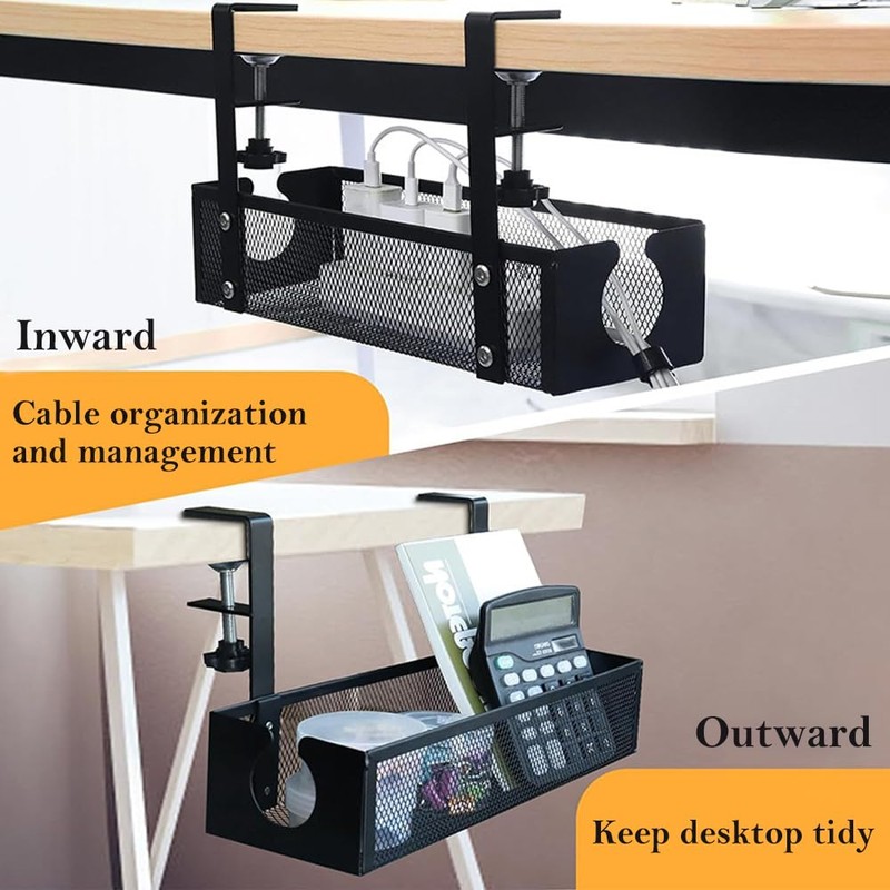 Haiansan Under Desk Cable Management Tray, No-Drill Under Desk Cable