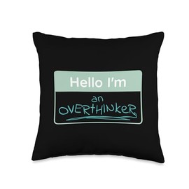 Overthinker Name Tag Throw Pillow