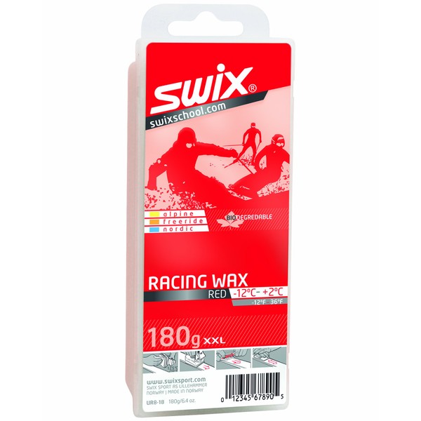 Swix Bio Degradable Ski/Snowboard Average Temperature Wax (180g Bar), Red