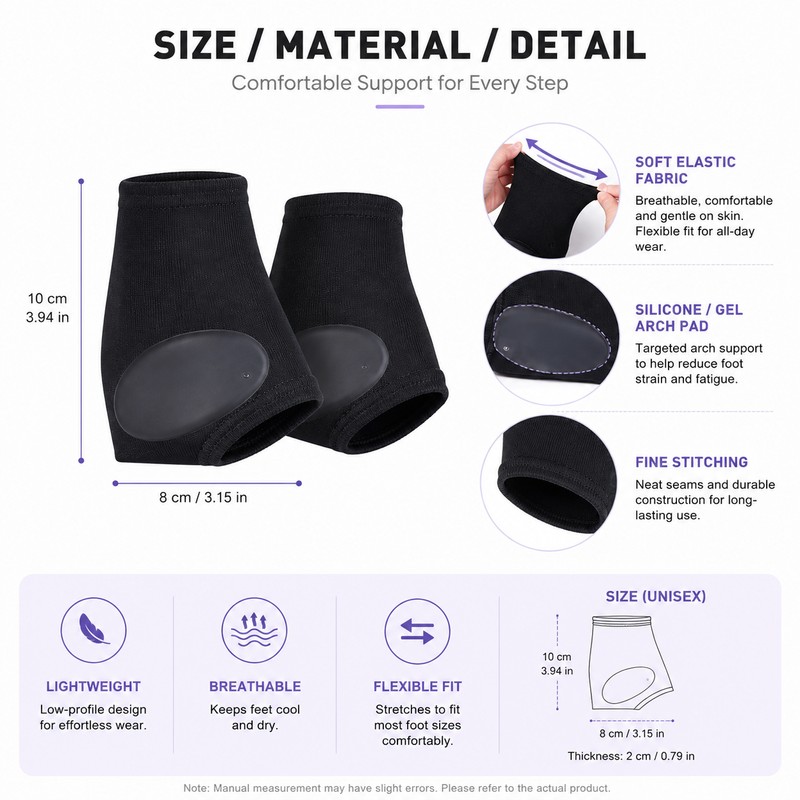 Arch Support Sleeves with Cushioned Gel Pads – Soft Elastic