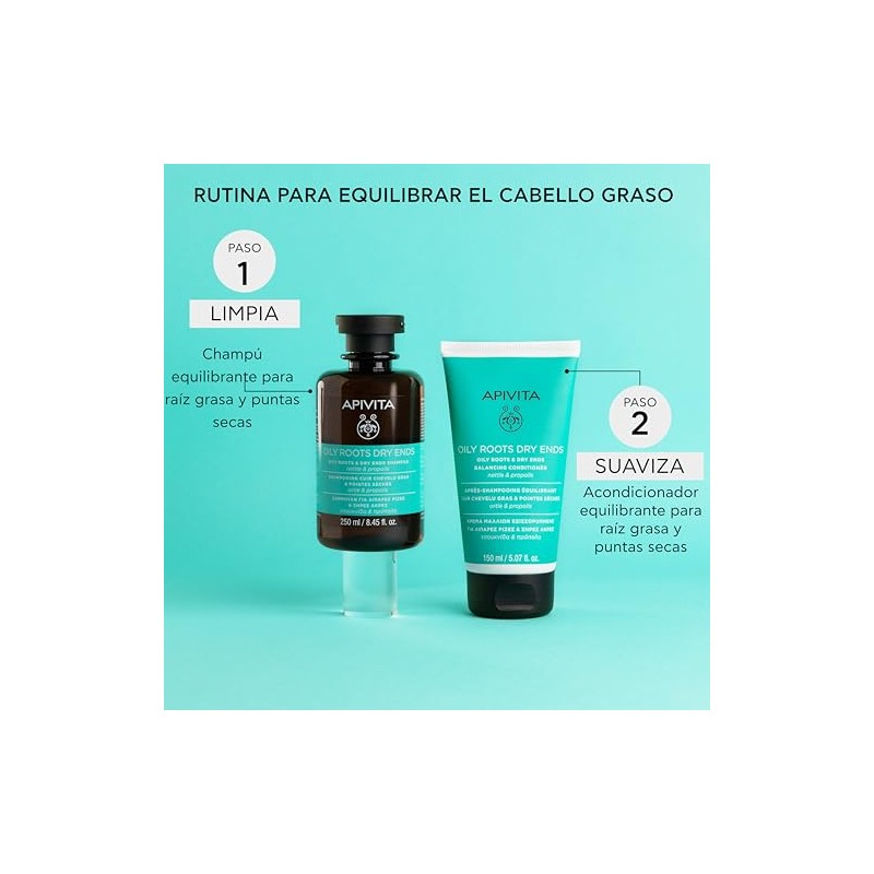 Apivita Shampoo equilibrante para raiz grasa y puntas secas 250ml