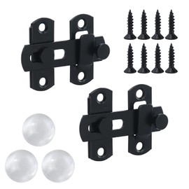 Sliding Lock Door Latch, 4 Inch Door Latch Sliding Door Lock, Pack of 2 Stainless Steel Deadbolt Lock Black Flip Latch with Fixed Screw Gate Latch Lock Sliding Bolt for Home Yard Garden