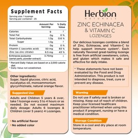 Herbion Naturals Zinc, Echinacea & Vitamin C Lozenges with Natural Orange Flavor - 25 CT – Dietary Supplement – Supports Immune System – Promotes Overall Good Health for Adults and Children 5+