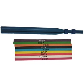 Plomevry 9 Pieces 100 x 4 x 1mm Fiber Whetstone Super Ceramic Whetstone for Mold Polishing + 1 Piece Clamp Bracket