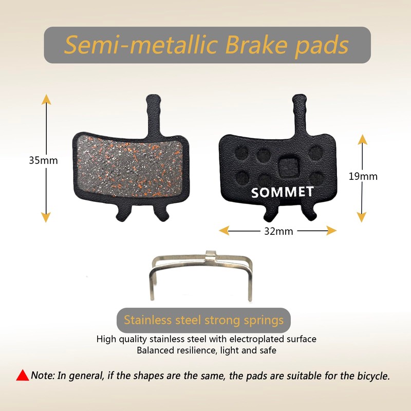 SOMMET 4 pairs Resin and Semi-Metallic Disc Brake Pads fit