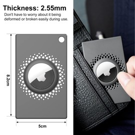 Paquete de 2 para soporte para billetera Airtag, tarjeta delgada de Airtag, tamaño de tarjeta de crédito para AirTag para bolso, bolso, embrague, pulsera (gris)