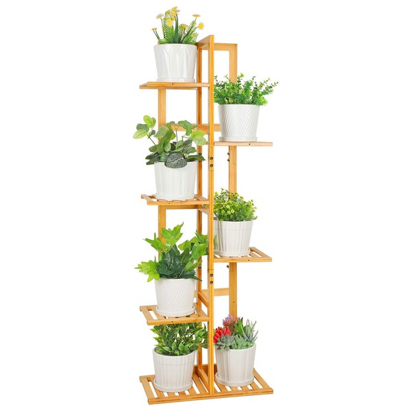 ROSSNY Plant Stand Indoor, 6 Tier 7 Potted Bamboo Plant Stands for Indoor Plants, Corner Plant Stand, Tiered Plant Stands, Plant Shelf For Indoor, Planter Holder for Multiple Plants Indoor Tall
