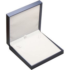 2 Piece Wholesale Big Large Necklace Box Luxury Rich Blue Color Soft Touch PU Leather Size 6.42〞(W)*6.42〞(D)*1.57〞(H)