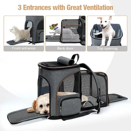Lekereise Pet Carrier Backpack Expandable Cat Backpack Carrier for Small Dogs Large Cats Puppies, Dog Backpack Carrier for Hiking Travel Outdoor Hold Pets Up to 20 25 Lbs, Grey