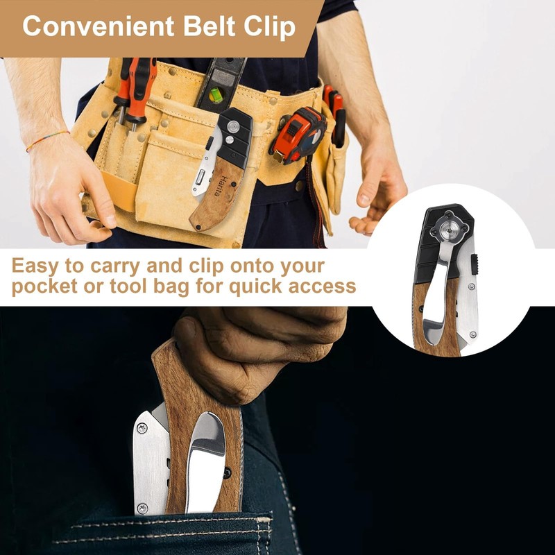 Harita Utility Knife Box Cutter with Belt Clip, Extra 5