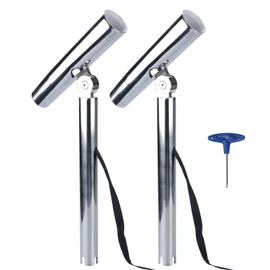 Outrigger Fishing Rod Holders, 2Pcs Stainless Steel Outrigger Rod Holders Adjustable Pole Holder with Safety Strap & Quick-Release Clip for Pontoon Boats, Yachts, Fishing