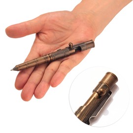 SMOOTHERPRO Solid Brass Bolt Action Pen with Stainless Steel Clip Bamboo Node for Tremor Parkinson Arthritic Business Office EDC Pocket Color Bronze(BS551)